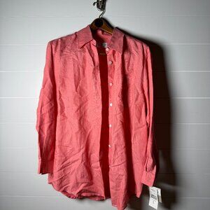 Villager Sport Women's Button Down 55% Ramie 45% Rayon Coral Size Large NWT